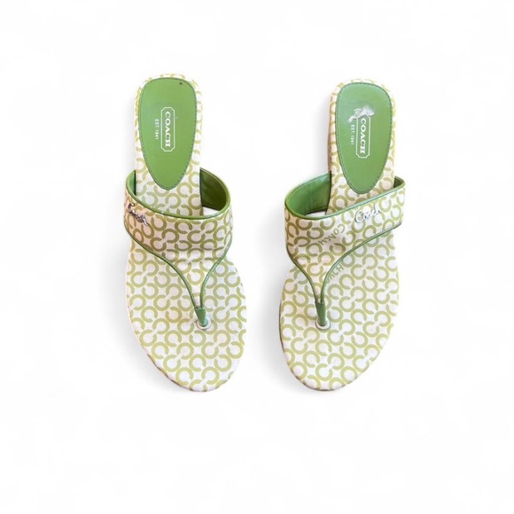 Coach Lime Green Patterned Sandals - Picture 1 of 6